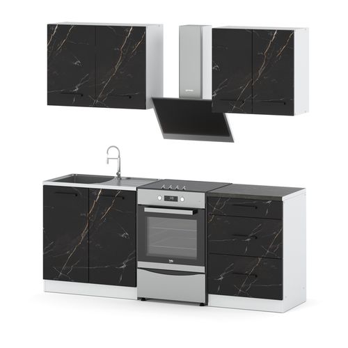 Zestaw mebli kuchennych z blatem modułowy pojemny 2m biały san sebastian na Arena.pl