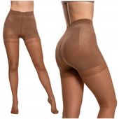 MODELUJĄCE RAJSTOPY DAMSKIE 20 DEN efekt push-up Beżowe Gładkie MORAJ r.4
