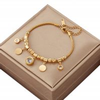 Bransoletka Złota Stal Chirurgiczna Pozłacana 18K Elegancka Damska Charms