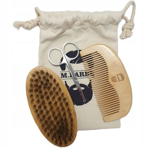 Zestaw Kosmetyków do Pielęgnacji Brody z Kartaczem i Nożyczkami + ETUI na Arena.pl