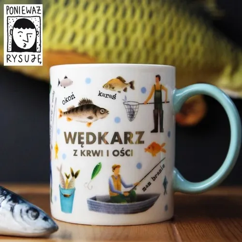 ZESTAW NA PREZENT KUBEK Z BRELOKIEM DLA WĘDKARZA RYBY WĘDKARZ Z KRWI I OŚCI na Arena.pl