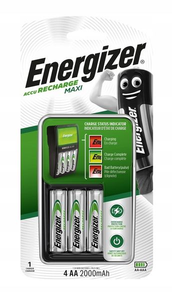 ŁADOWARKA ENERGIZER MAXI + 4 x R6 AA 2000mAh zdjęcie 1