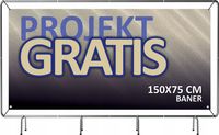 BANER REKLAMOWY oczkowany DRUK 150x75 DOWOLNA GRAFIKA NAPIS projekt w cenie