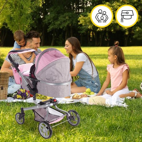 WÓZEK DLA LALEK GŁĘBOKI SPACERÓWKA TORBA GONDOLA SKŁADANY REGULACJA RĄCZKI na Arena.pl