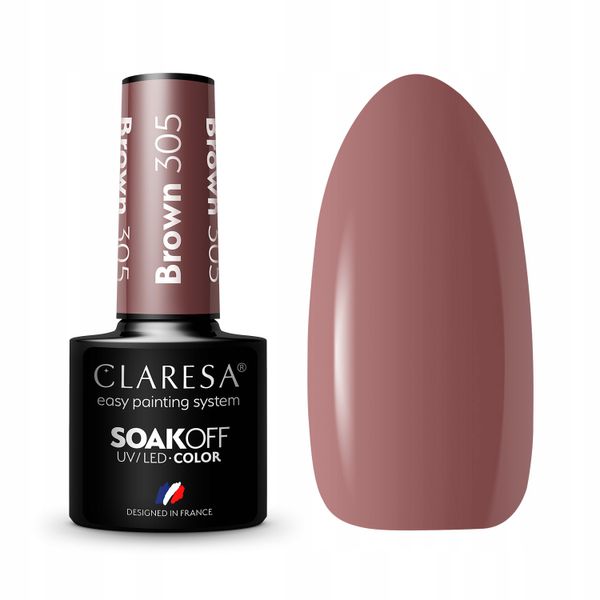 CLARESA Lakier hybrydowy BROWN 305 - 5g zdjęcie 1