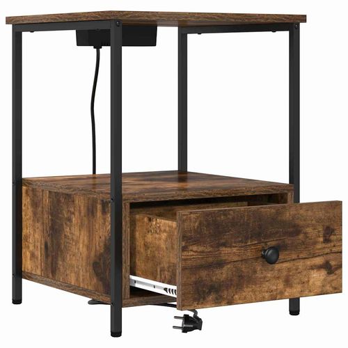 Nocna szafka z stacją ładującą z szufladą Wędzony dąb na Arena.pl