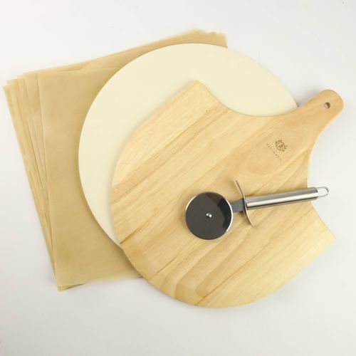 ZESTAW KAMIEŃ Z KORDIERYTU DO PIECZENIA PIZZY 33CM + AKCESORIA NÓŻ DESKA na Arena.pl