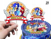 TOPPER NA TORT ozdoba dekoracja urodziny torcik SONIC SONIK GRY BAJKI