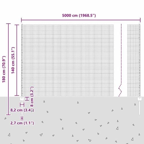 Ogrodzenie z słupkami Srebrny 1.4 x 50 m Stal na Arena.pl
