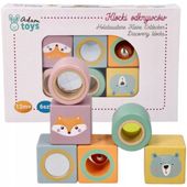 Pierwsze klocki drewniane z grzechotką sensoryczna zabawka dla dzieci