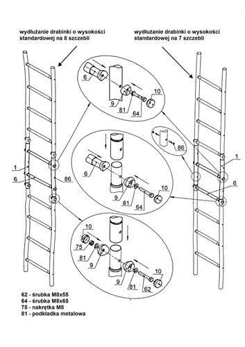 dostawka wydłużająca drabinkę 2 szczeble - czarny elite na Arena.pl