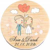 OTWIERACZ DREWNIANY magnes z imionami datą PODZIĘKOWANIE NA WESELE 100 szt