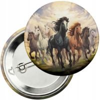Przypinka z agrafką 59mm - KOŃ KONIE JAZDA KONNA HOBBY HORSE