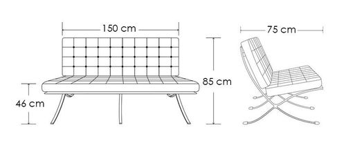 Sofa BARCELON czarna - skóra, chrom na Arena.pl