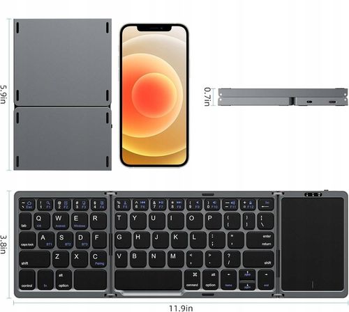 Wysokiej klasy, ultraprzenośna, składana klawiatura Bluetooth z touchpadem na Arena.pl