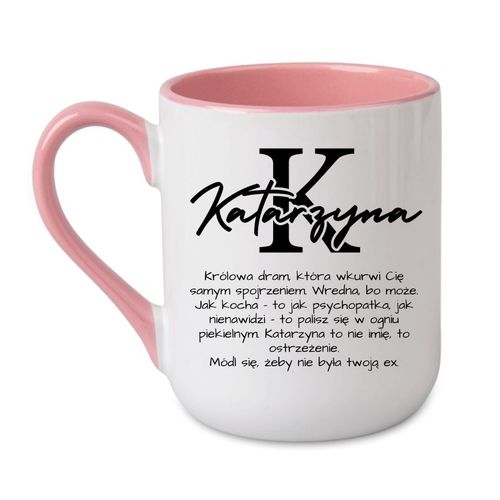 KUBEK Z IMIENIEM "KATARZYNA" Wzór - Elegant Coffee Różowy 330 ml na Arena.pl