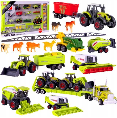 ZESTAW TRAKTOR CIĄGNIK KOMBAJN MASZYNY POJAZDY ROLNICZE ZWIERZĘTA PREZENT na Arena.pl