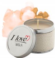 Pamiątkowa świeczka zapachowa NADRUK nazwa miasta I LOVE WISŁA