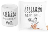 Dla Dentysty Zestaw Poduszka + Skarbonka Prezent Z Nadrukiem Ze Zdjęciem