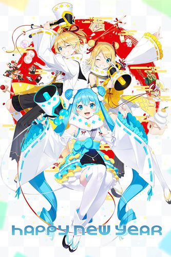 Pocztówka noworoczna - Vocaloid Hatsune Miku na Arena.pl