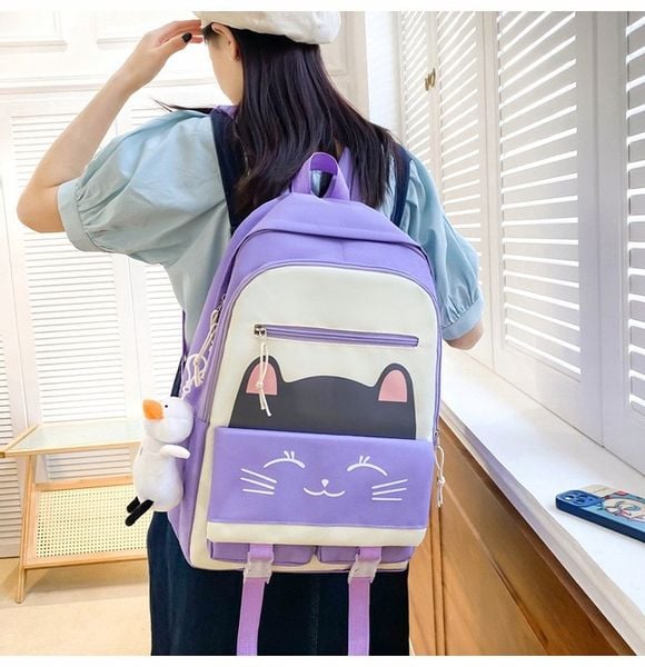 PLECAK SZKOLNY KOT KOTEK DLA DZIEWCZYNKI Z KOTKIEM PIÓRNIK + TOREBKA 5w1 zdjęcie 8