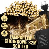 LAMPKI CHOINKOWE ŚWIATEŁKA 500LED ZEWNĘTRZNE WEWNĘTRZNE BIAŁE CIEPŁE 32M