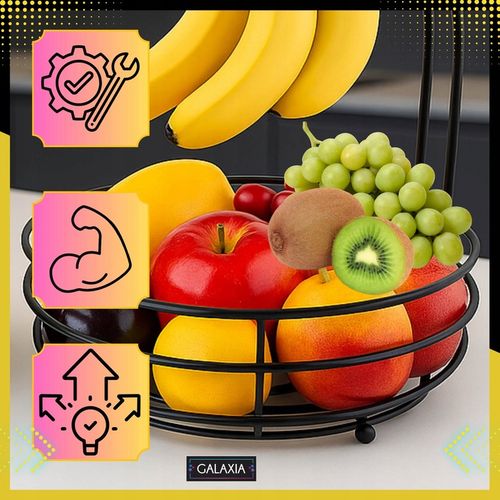 KOSZ NA OWOCE I WARZYWA Koszyk Stojak Piętrowy Czarny Dwupoziomowy na Arena.pl