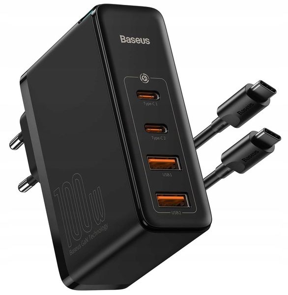Ładowarka BASEUS GaN2 PRO 100W 2x USB-C/USB PD QC4 + Kabel USB-C zdjęcie 8