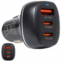 ŁADOWARKA SAMOCHODOWA SZYBKIE ŁADOWANIE USB 2x USB-C PD QC 68W MOCNA 3A