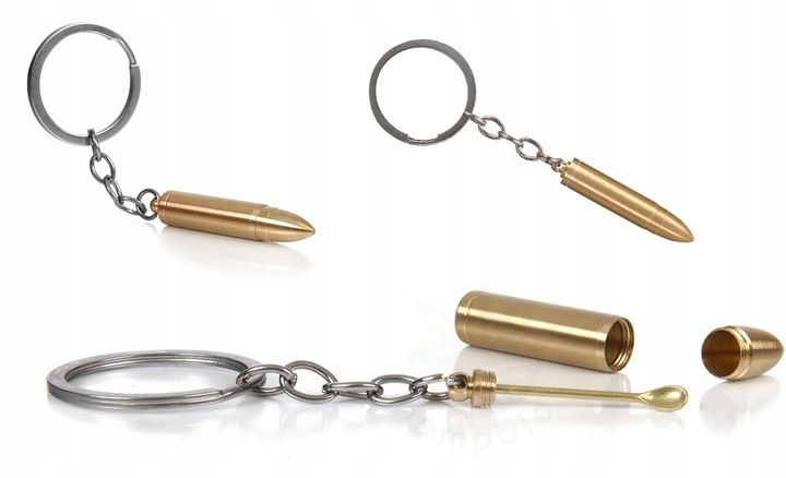 NABÓJ Z ŁYŻECZKĄ I SCHOWKIEM wisiorek brelok do proszków ekstraktów tabaki zdjęcie 1