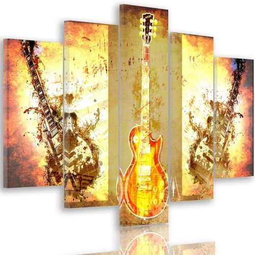 Obraz pięcioczęściowy na płótnie Canvas, pentaptyk typ A, Gitara 200x100 na Arena.pl