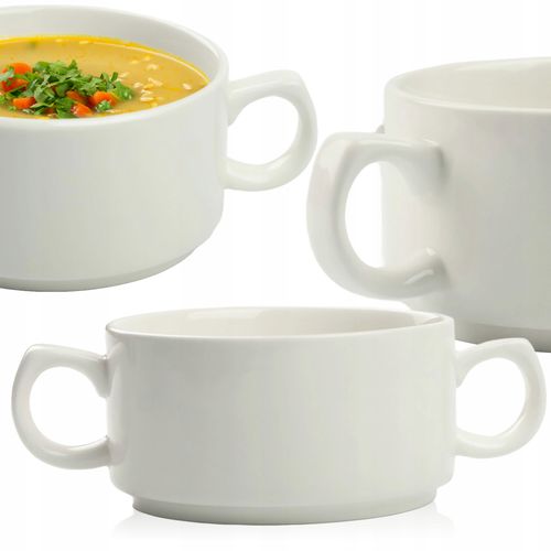 FLACZARKA BULIONÓWKA 300 ML MISECZKA DO ZUP FLAKÓW DESERÓW BIAŁA CERAMIKA na Arena.pl