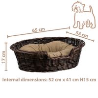 Poppy WIKLINOWE OWALNE LEGOWISKO DLA ZWIERZĄT KOSZ DLA PSA 65x53 H17 / ROZMIAR WEWNĘTRZNY 52x41 H15 CM