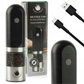MŁYNEK ELEKTRYCZNY DO MIELENIA CZARNY PRZYPRAW SOLI PIEPRZU PRZYPRAW NA USB
