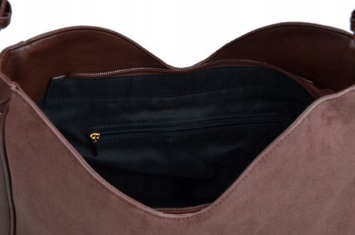 BESTINI torebka damska worek ZAMSZOWY czekolada A4 na Arena.pl