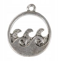 Zawieszka FALE morskie morze 20mm platyna 1szt.