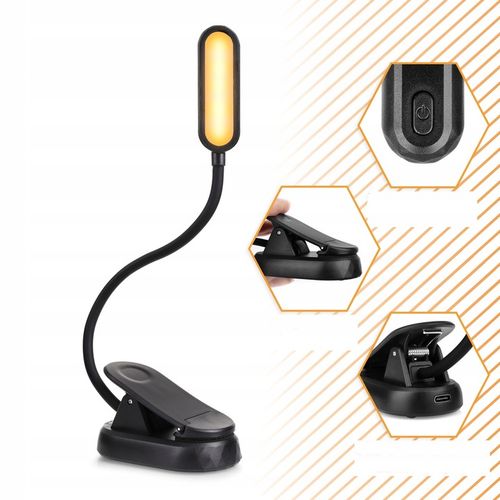 LAMPKA DO CZYTANIA KSIĄŻEK USB LAMPKA NOCNA Z KLIPSEM ZDROWA DLA OCZU 8 LED na Arena.pl