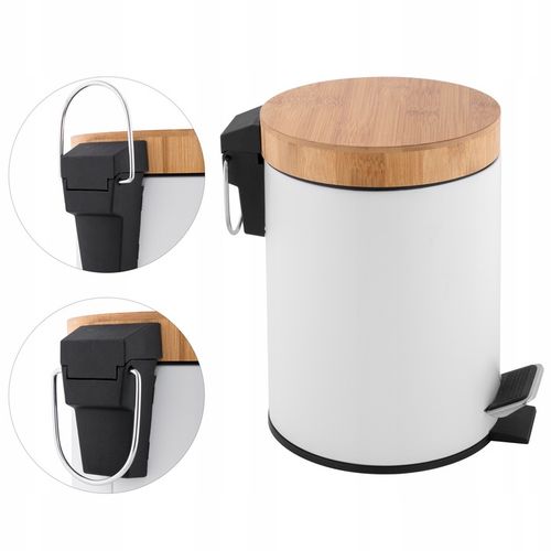 Kosz na śmieci łazienkowy 3l bambus śmietnik do wc łazienki kuchni biały na Arena.pl