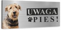 Tabliczka UWAGA ZŁY PIES - AIREDALE TERRIER 3D UV