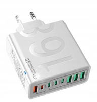 ŁADOWARKA SIECIOWA QC 4 x USB-A i 4 x USB-C SZYBKIE ŁADOWANIE UNIWERSALNA