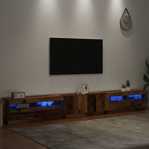 Szafka pod TV z oświetleniem LED, stare drewno, 300x35x40 cm na Arena.pl