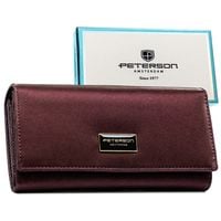 portfel damski ze skóry naturalnej i ekologicznej w fioletowym kolorze