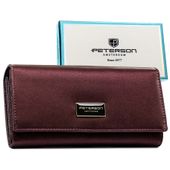 portfel damski ze skóry naturalnej i ekologicznej w fioletowym kolorze