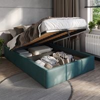 ŁÓŻKO 120x200 TAPICEROWANE Z POJEMNIKIEM + STELAŻ METALOWY PODNOSZONY