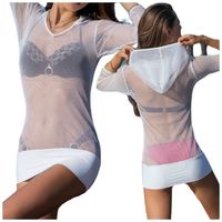TUNIKA PLAŻOWA BIAŁA Z SIATECZKI NA PLAŻĘ L/XL