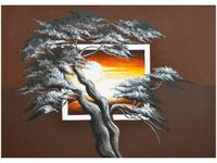 50X70CM DRZEWO TLE ZACHODZĄCEGO SŁOŃCA OBRAZ POKOJU DREWNINE