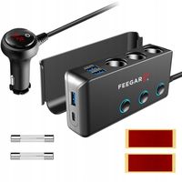 ROZDZIELACZ GNIAZDA ZAPALNICZKI FEEGAR 12-24V USB Rozgałęźnik Ładowarka QC