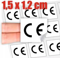 BIAŁA Naklejka Certyfikowane Oznaczenie CE CERTYFIKAT 1,5 x 1,2 cm 100 szt