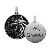 Męski medalion zawieszka Wiedźmina wilk grawer 925