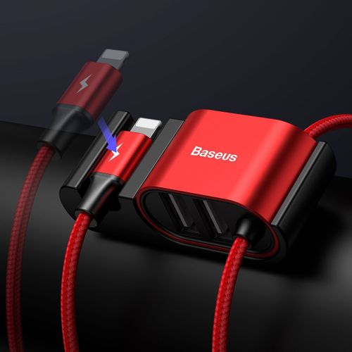 Hub Ładowania Z Kablem Lightning Baseus Special Data Cable Do Samochodu (Czerwony) na Arena.pl